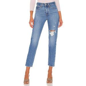 Levis Jeans Wedgie Icon Slim Straight High Rise Button Fly Blue Denim